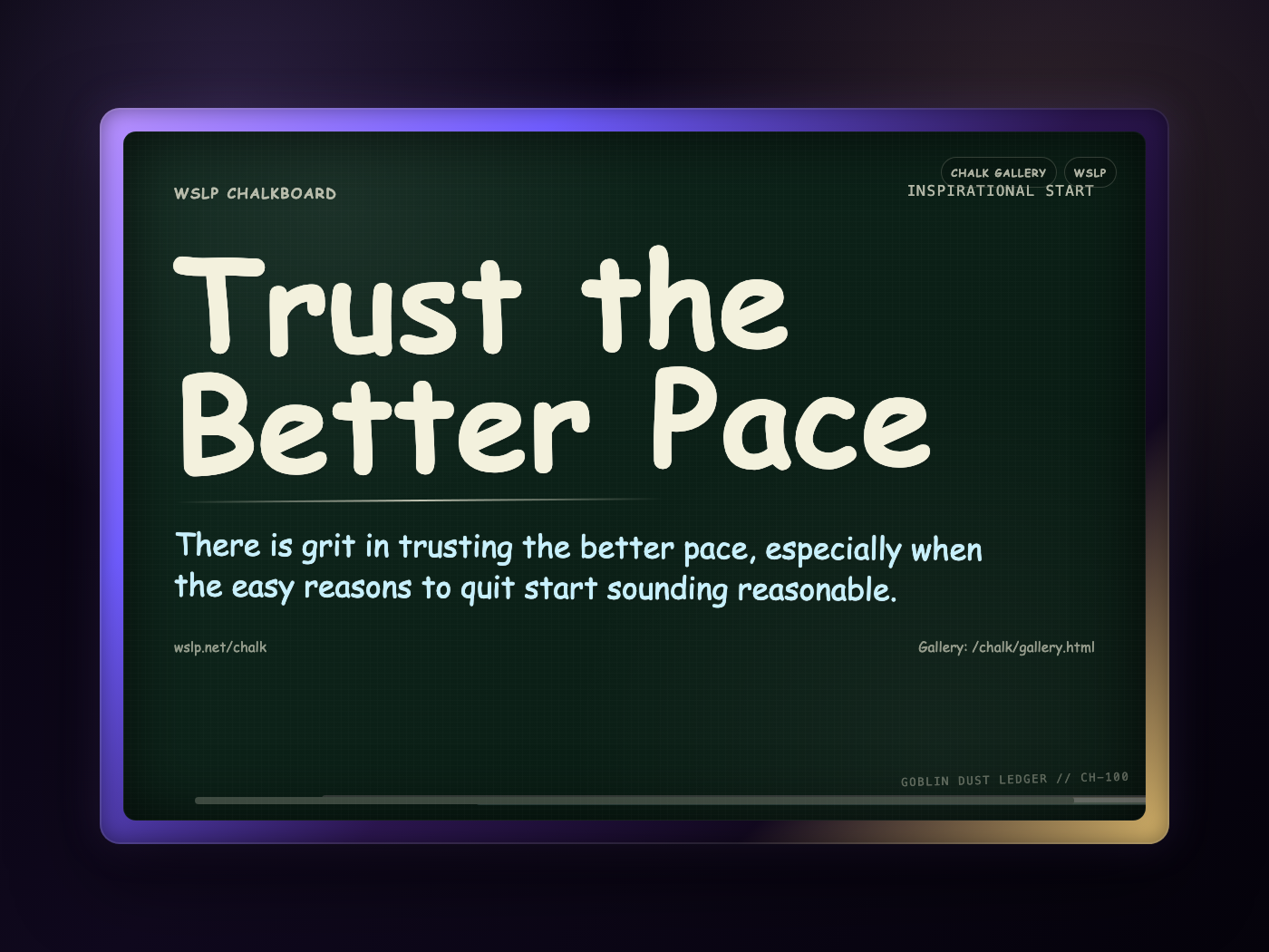 Chalk CH-100: Trust the Better Pace